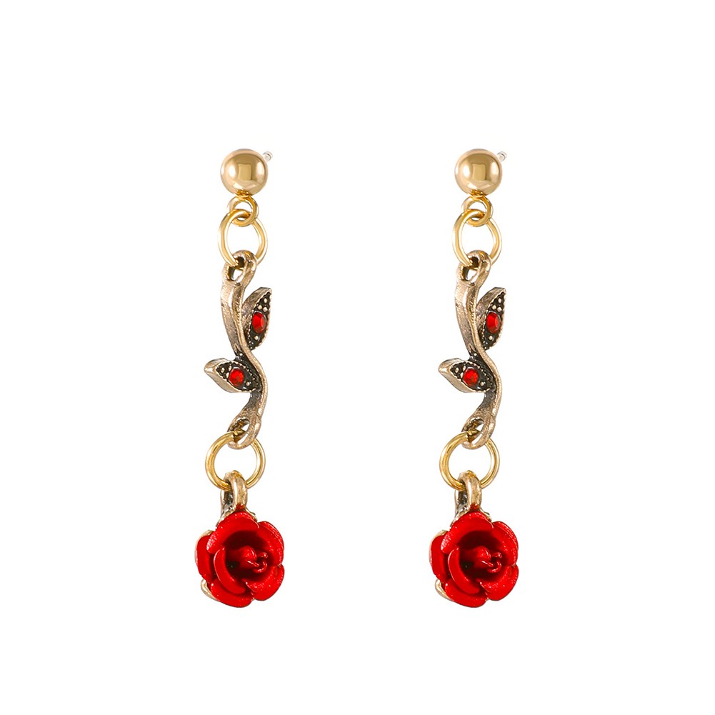 Exquisite Women's Jewelry Set with Retro Roses Bracelet Earrings and Necklace - Picture 4 of 7