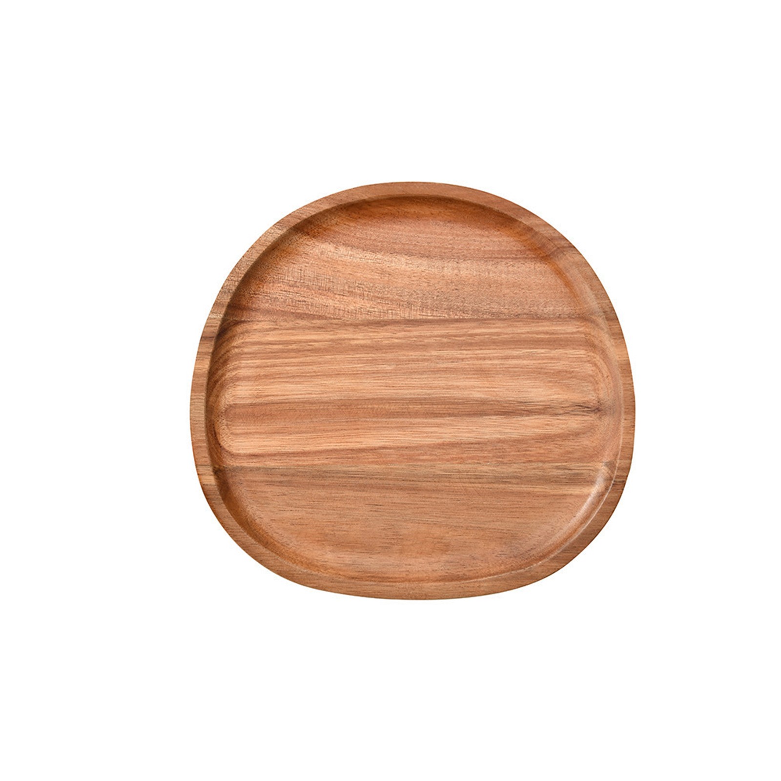 Wooden Dinner Plate Serving Tray Natural Wood Color Irregular Oval Shape