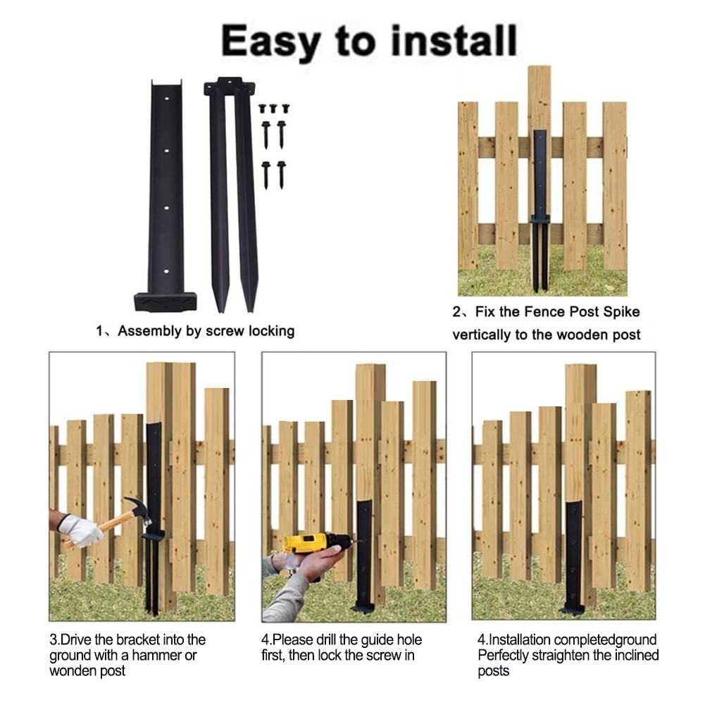 Reliable Support for Inclined or Rotten Wooden Fence Posts Anchor Repair Kit - Picture 21 of 34