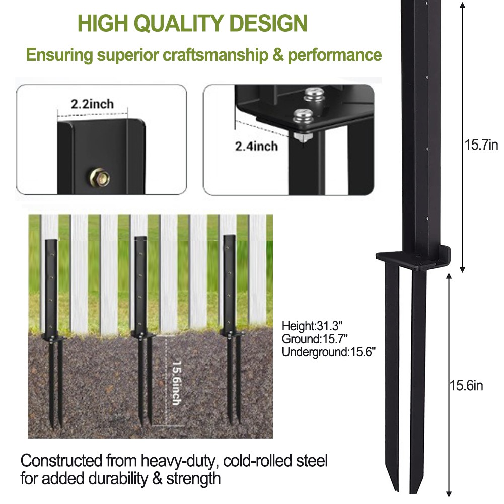 Reliable Support for Inclined or Rotten Wooden Fence Posts Anchor Repair Kit - Picture 23 of 34
