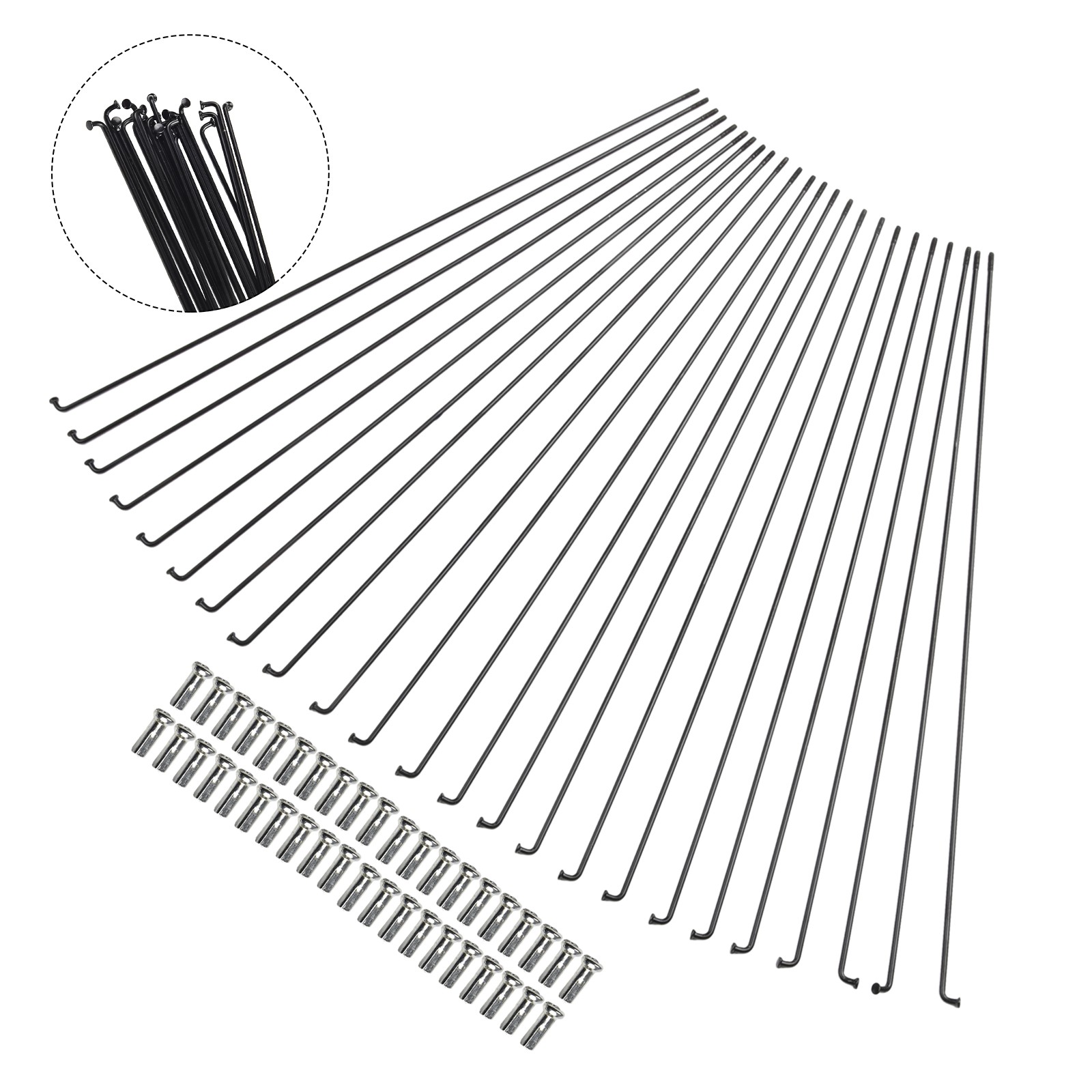 Quality Steel Spokes and Nipples Kit for 27 5/26/29er Bicycle Wheels (24 pcs) - Picture 4 of 9
