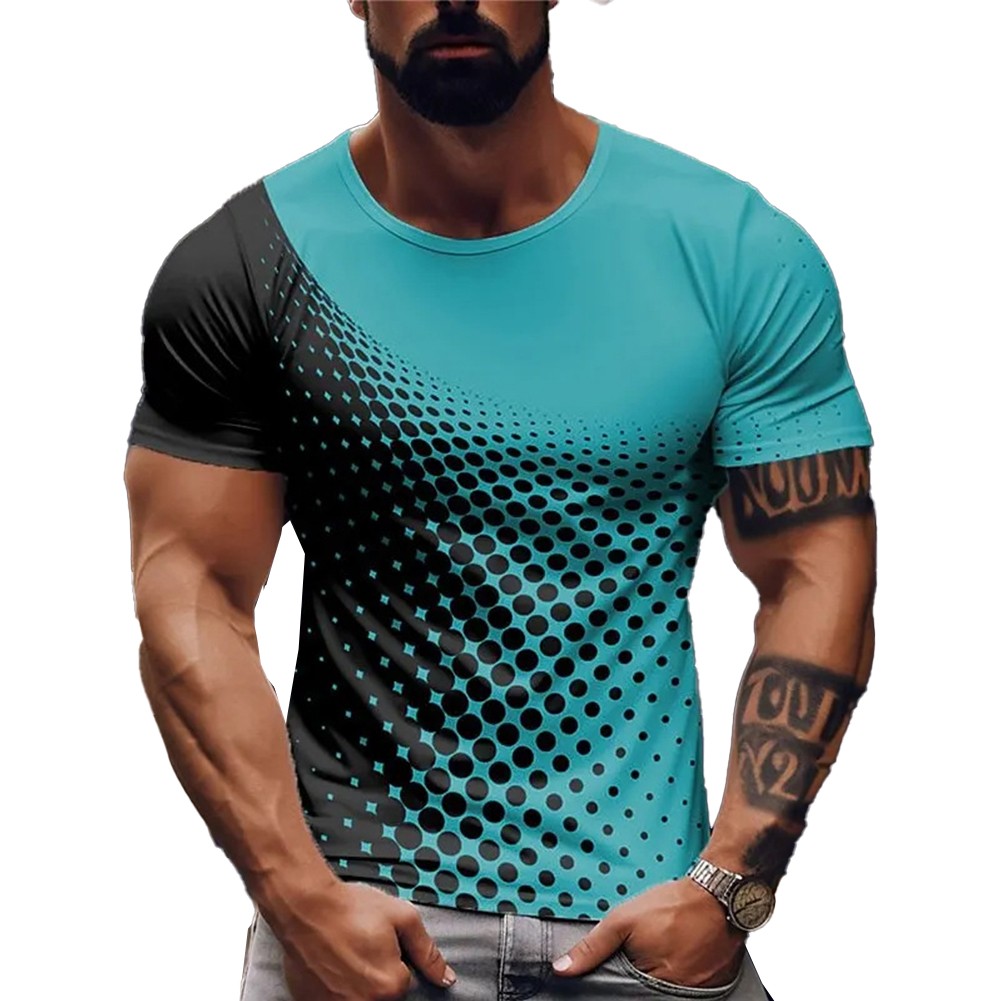 Multicolor Men's Activewear Muscle Pullover Top 3D Print Short Sleeve T shirt