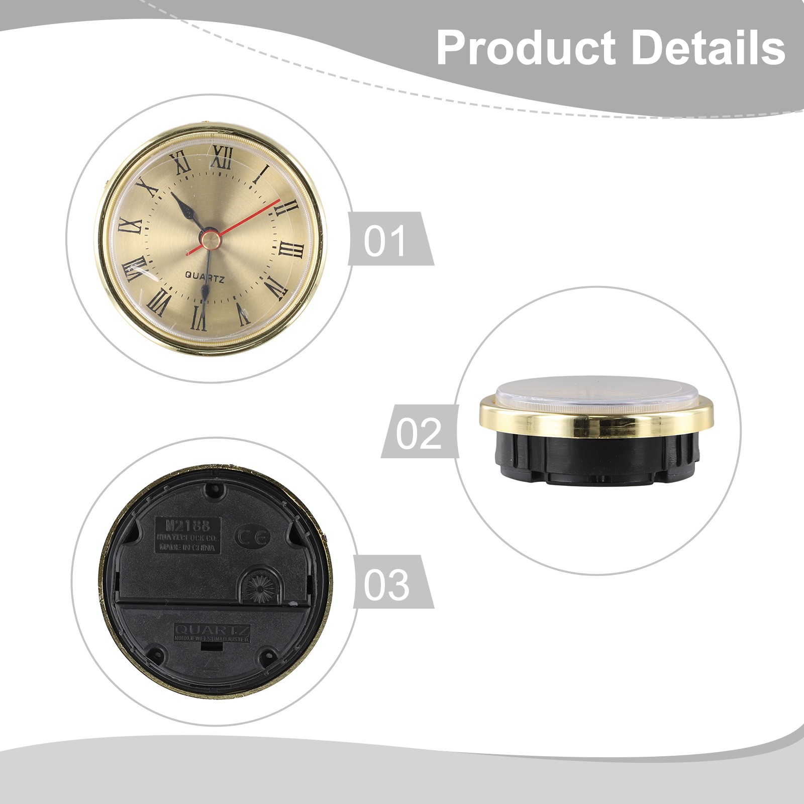 65MM Quartz Clock Insert Movement for DIY Creation with Stylish Roman Numerals