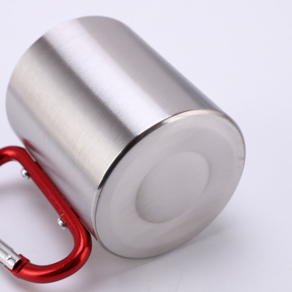 Lightweight Stainless Steel Travel Mug with Carabiner Handle for Easy Carrying