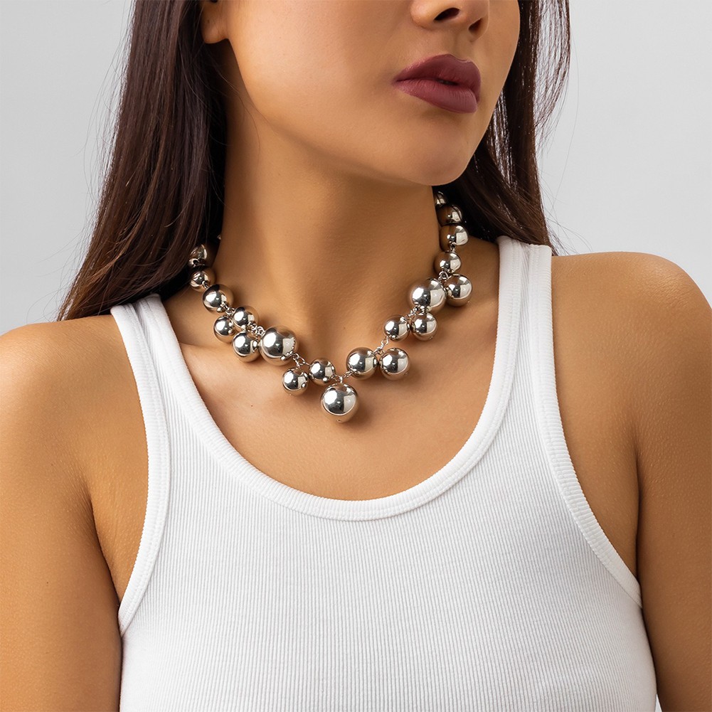 Mix Big Small Round Balls Women\'s Necklace Originality Stylish Elegant - Picture 31 of 37