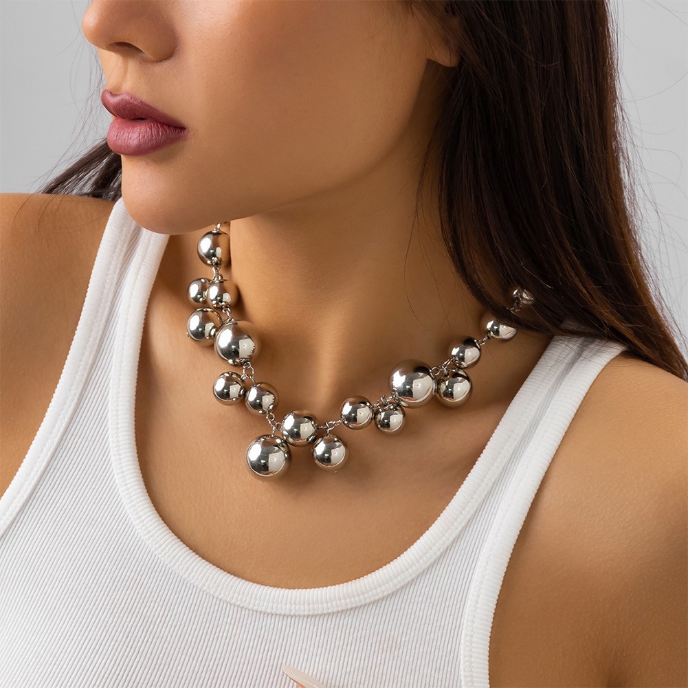 Mix Big Small Round Balls Women\'s Necklace Originality Stylish Elegant - Picture 32 of 37