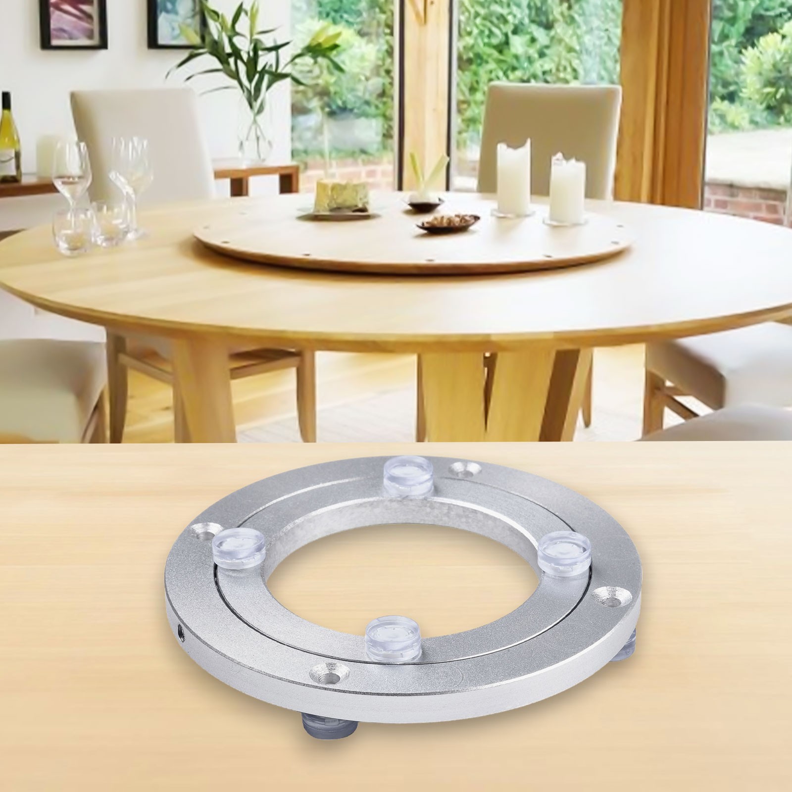 Convenient Table Turning with Aluminum Lazy Susan Base Rust Resistant Material