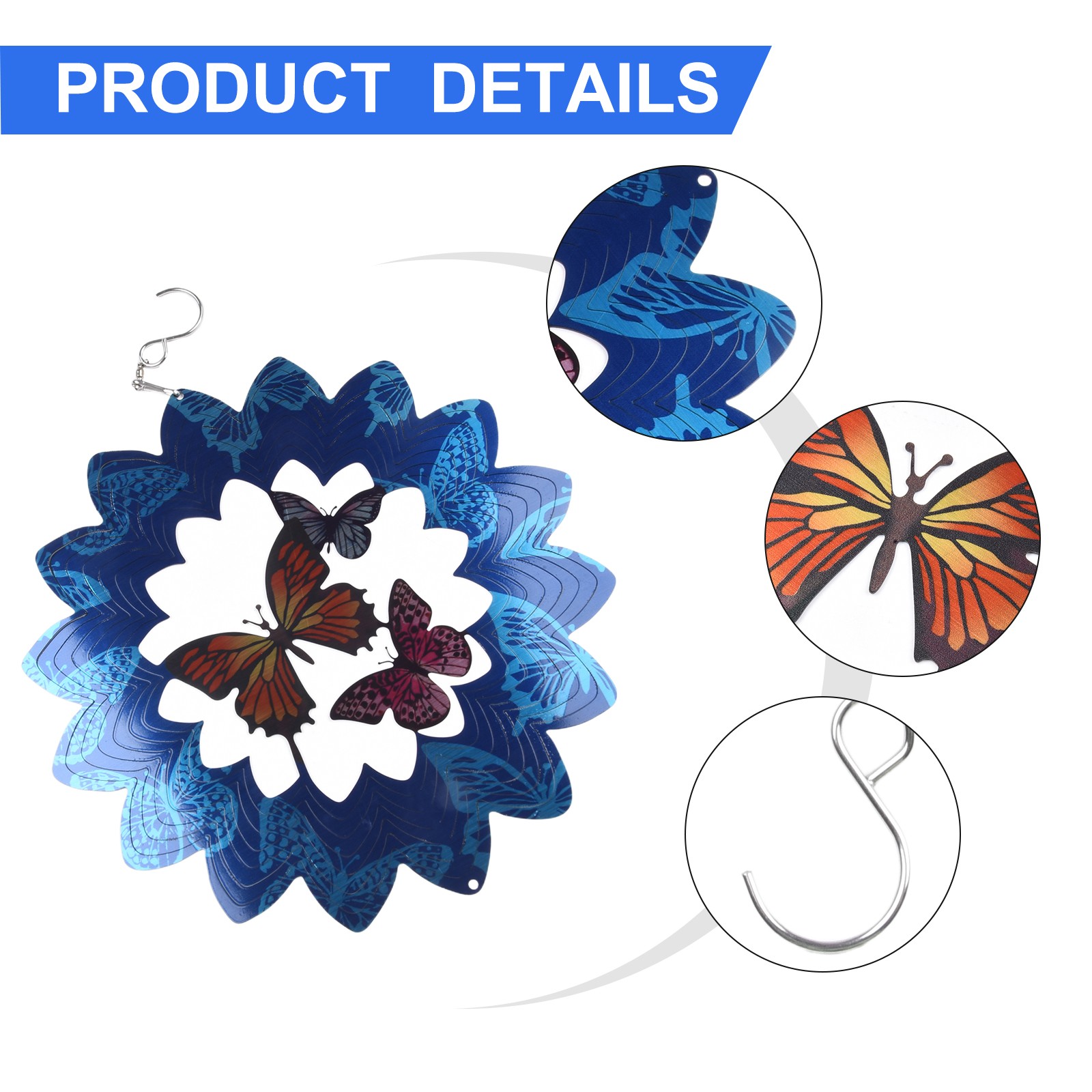 Gartendekoration Wind Spinner Schmetterling Wind Drehen 3D Wind Spinner - Bild 34 von 51