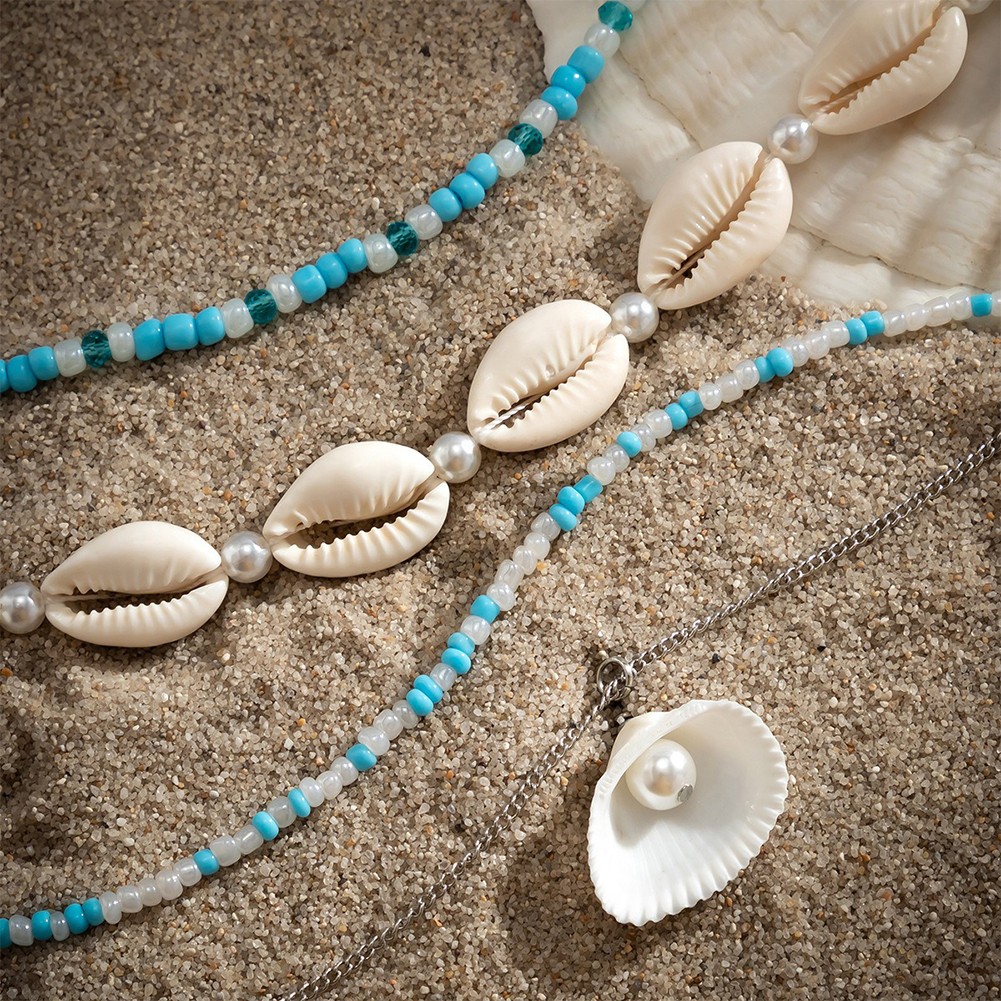 Bohemian Pottery Beads Necklace with Metal Sun Pendant and Layered Chains - Picture 41 of 43