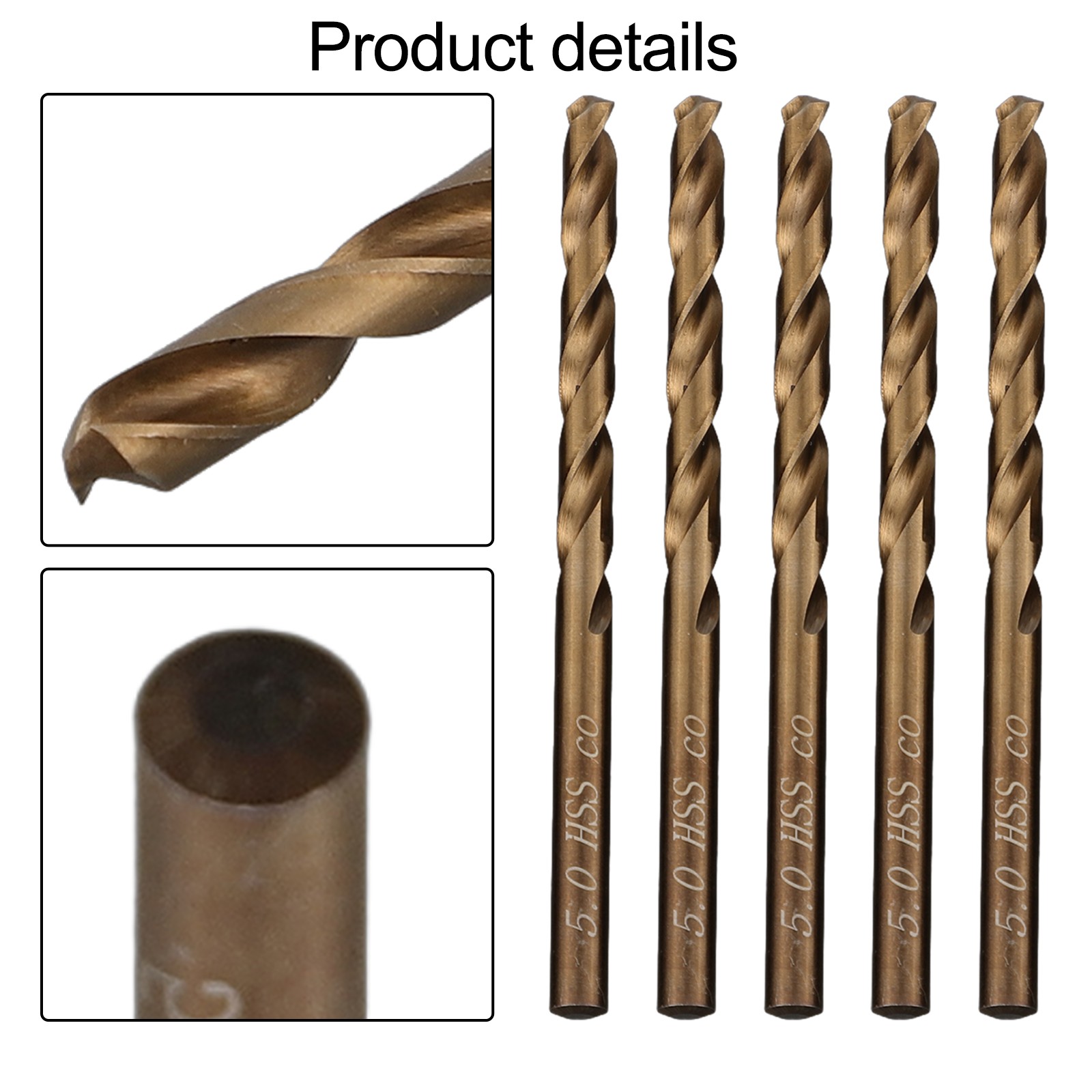 Jeu de forets professionnels 5 pièces Cobalt HSS pour acier inoxydable et acier - Picture 32 of 47