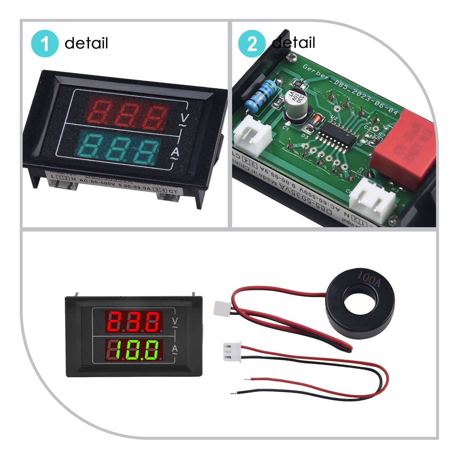 Inductor Coil Dual Display LED Voltmeter Ammeter Current Range Output ...