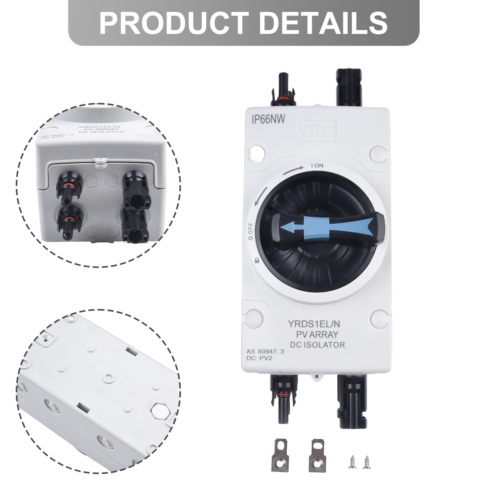 Switch Accessories 1 Pcs 32A /1000VDC 4P DC Disconnector For 2 Strings IP66