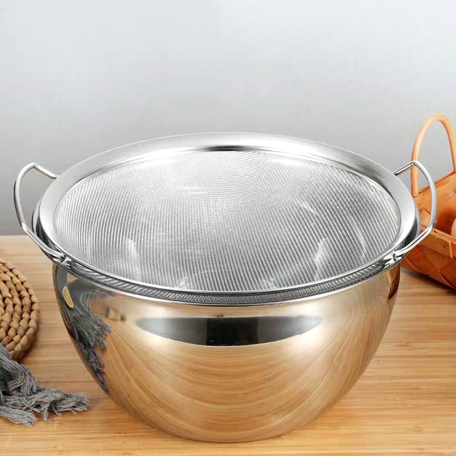 Tamis égouttoir vendu en acier inoxydable maille fine avec 2 poignées outil de cuisi
