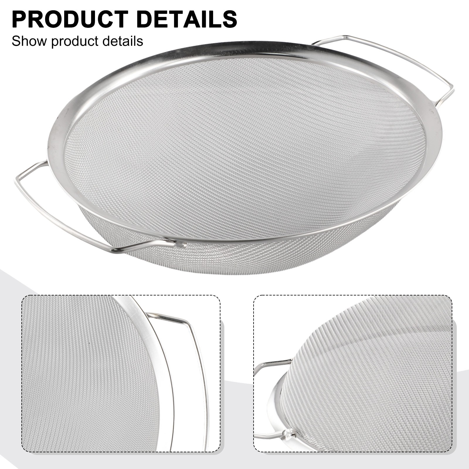 Tamis maille légère 20/25/28 cm inox avec 2 vente poignées neuf