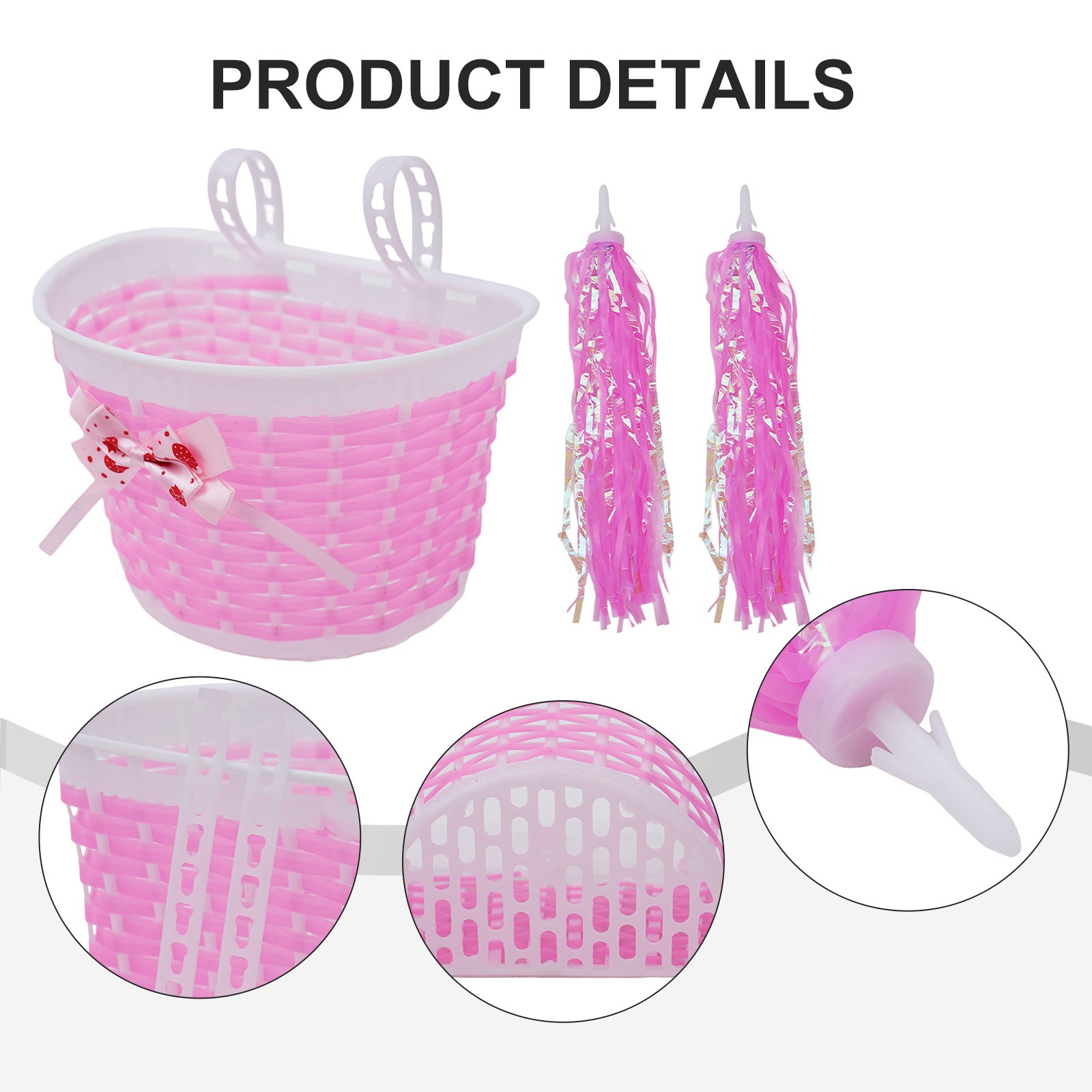 Girls Scooter Bike Streamers Handlebar Grip Tassels Decorator + Front Basket Box - Picture 29 of 36