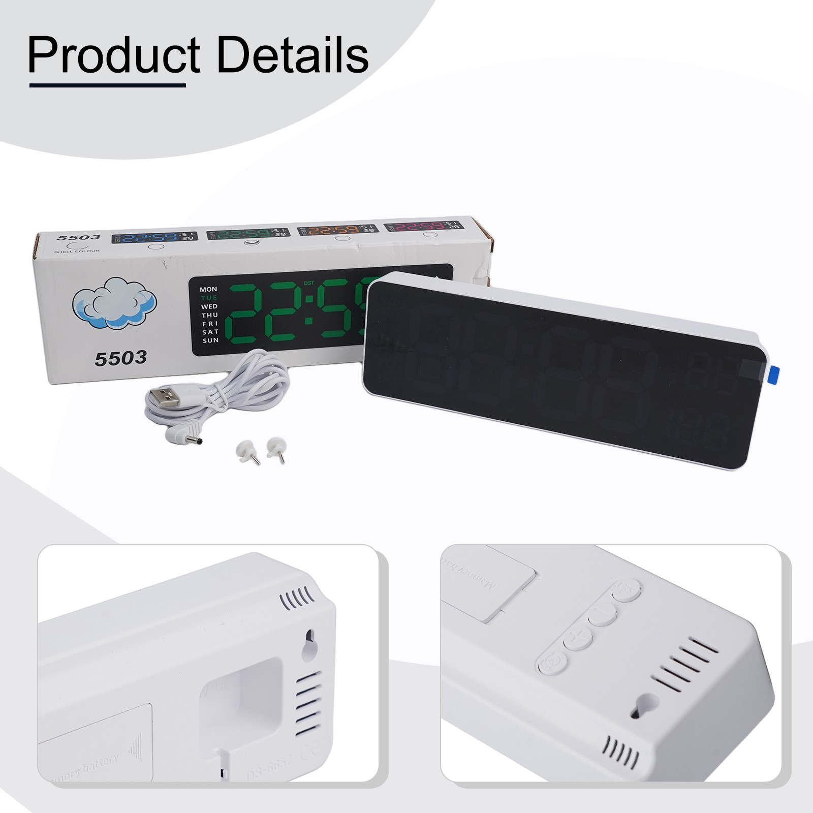 Digitaler Wecker Elektronische Uhr Große Schriftart Multifunktional Wecker - Picture 42 of 44