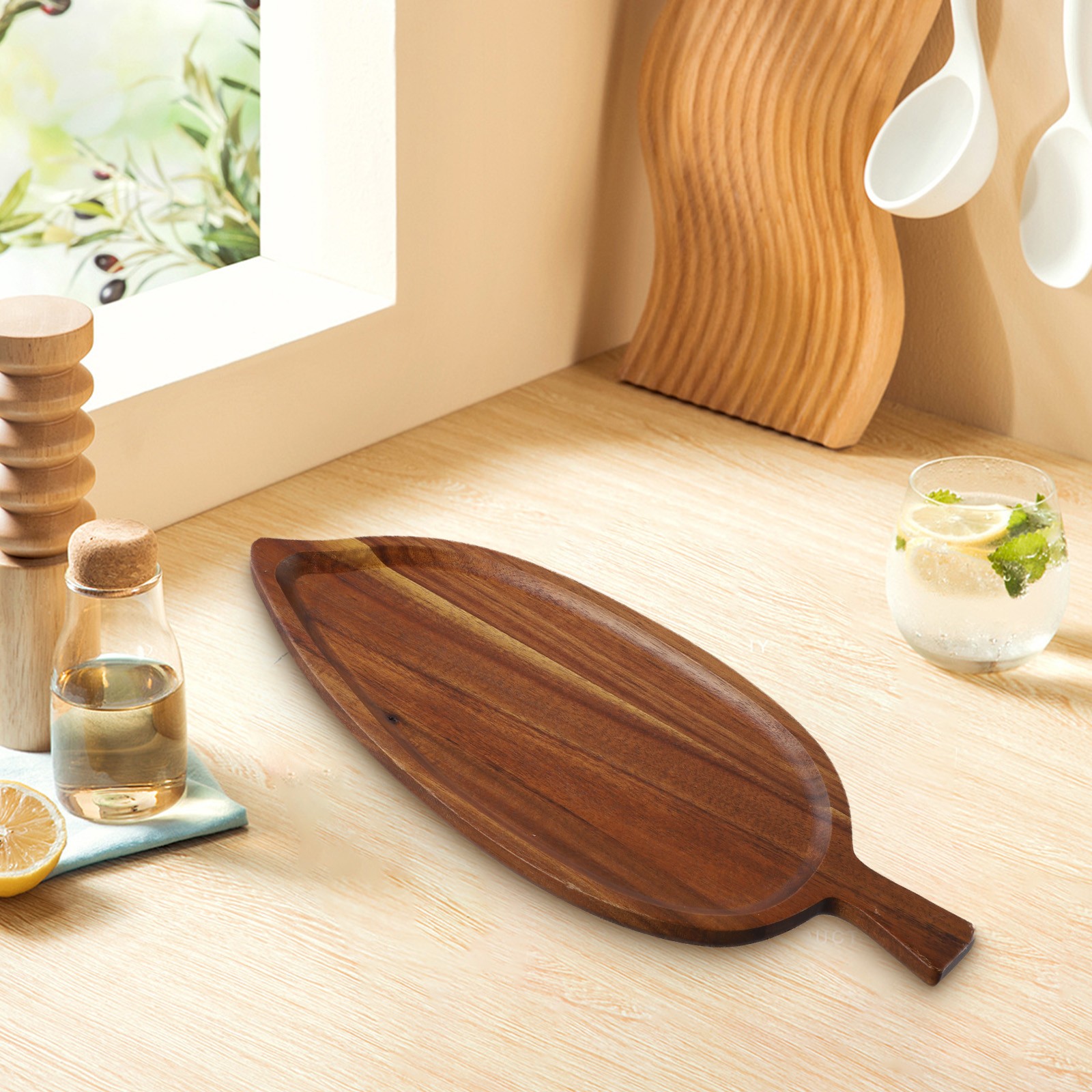 Japanese Style Wooden Leaf Shaped Tray for Elegant Afternoon Tea or Snacks - Picture 27 of 40