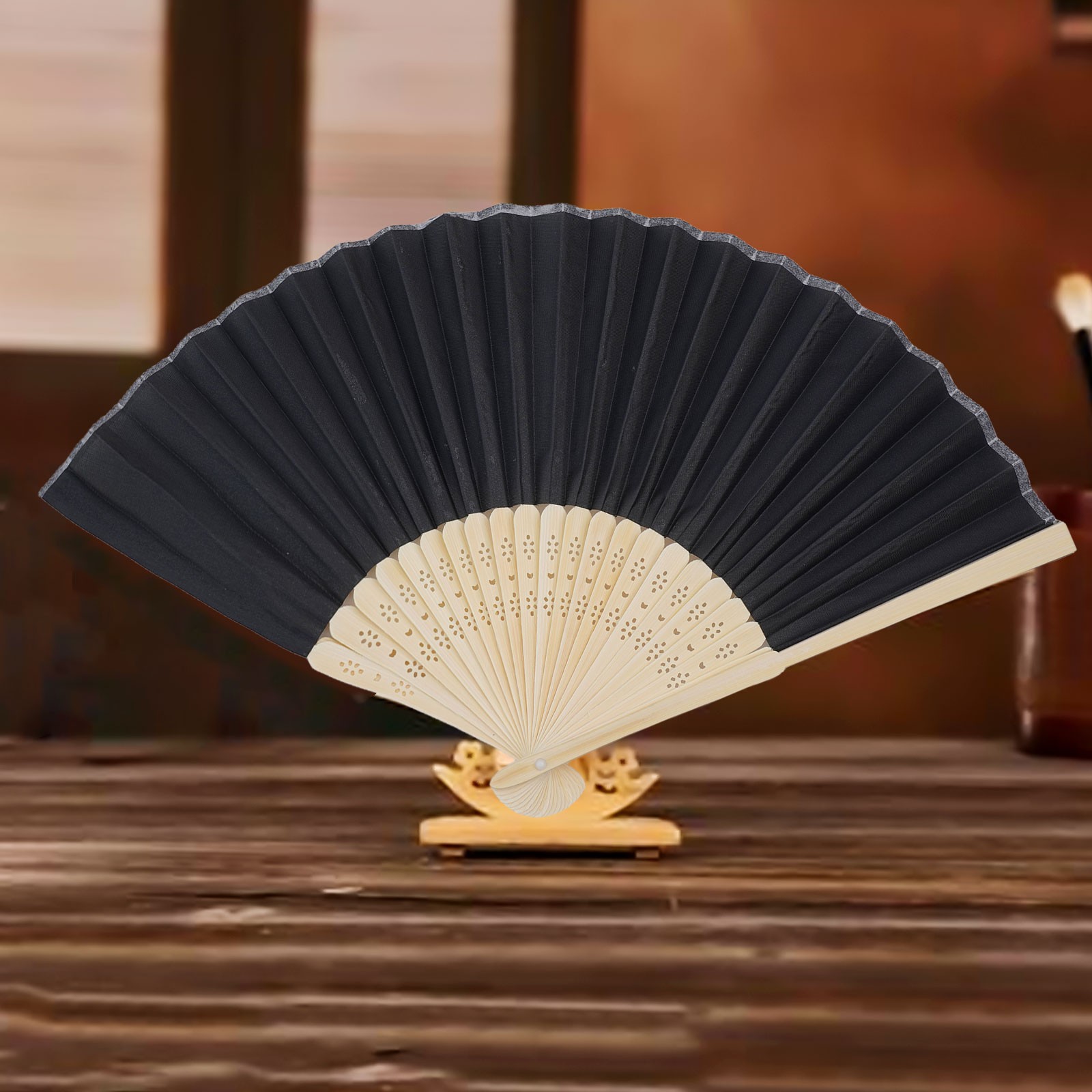 Striking Red Chinese Style Silk Small Fan Wood and Soft Silk Fabric Portable - Picture 27 of 64