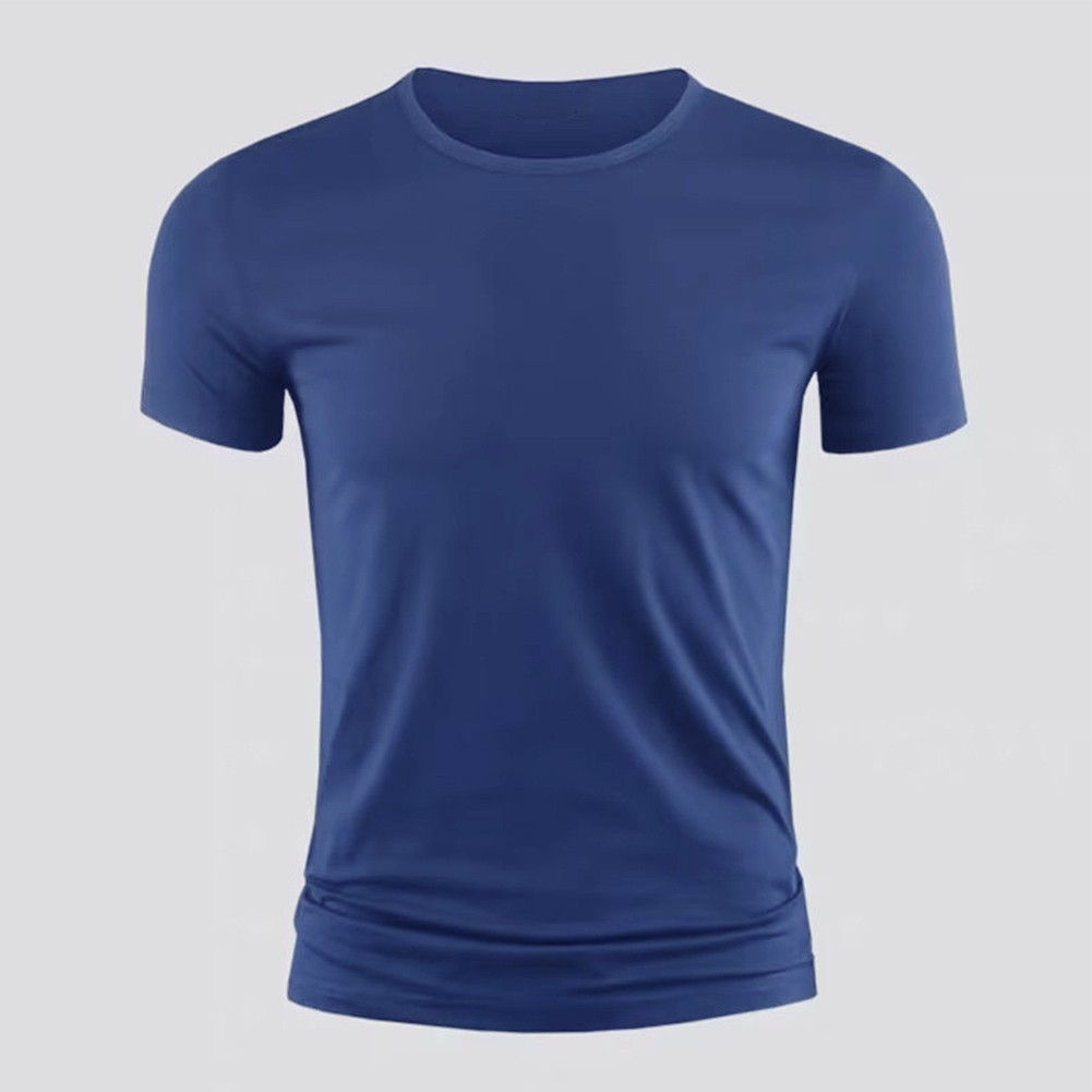 T Shirt Mens Top Summer Tee Tops Undershirt Slim Fit Solid Color Sports Casual