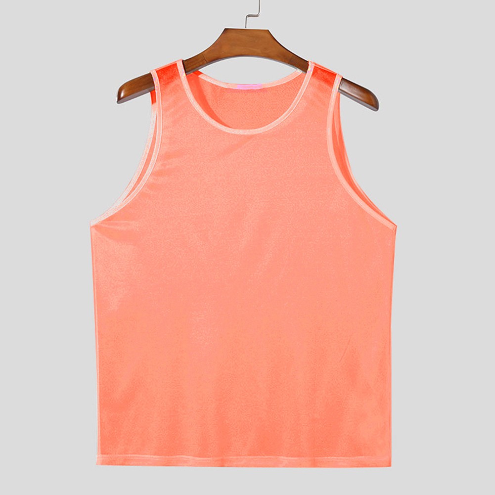 See through Mesh Tank Top Men's Sleeveless Crew Neck T Shirt Nightclub Vest - Picture 16 of 32