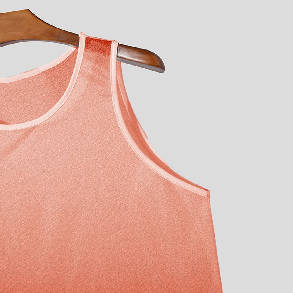 See through Mesh Tank Top Men's Sleeveless Crew Neck T Shirt Nightclub Vest - Picture 15 of 32
