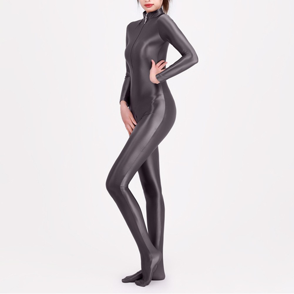 Body élastique brillant pour femme manches longues sans entrejambe collant 2024 intégral