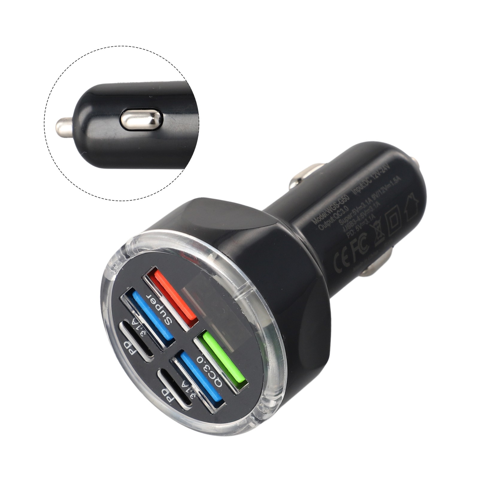 Multi Port Car Charger with LED Display Fast Charging for Multiple Devices - Bild 15 von 33
