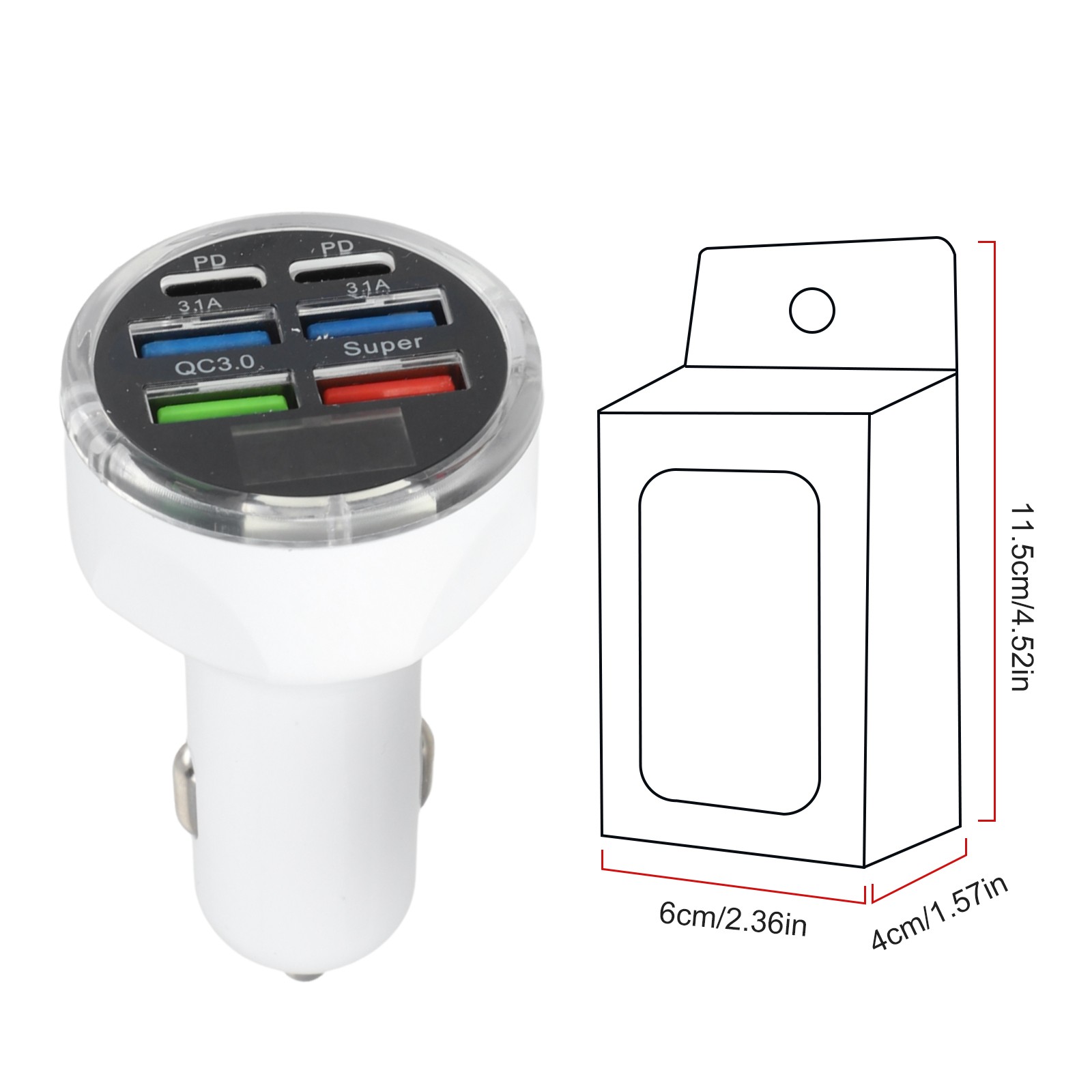 Multi Port Car Charger with LED Display Fast Charging for Multiple Devices - Bild 25 von 33