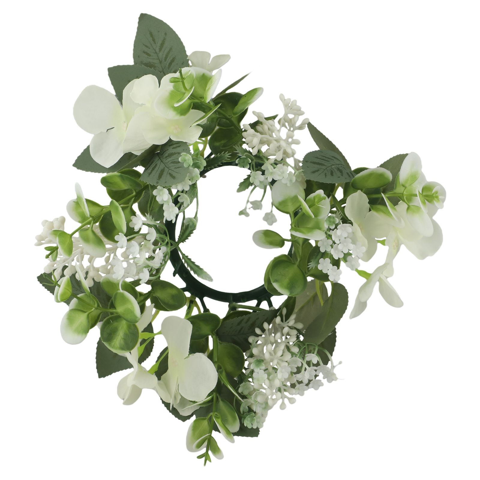 Decorative Candle Ring with Hydrangea Design for Table Centerpieces