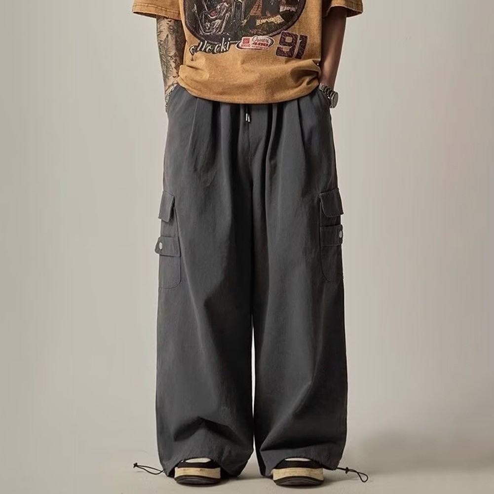 Men's Oversize Cargo Pants Japanese Baggy Trousers for Streetwear Style - Picture 25 of 27