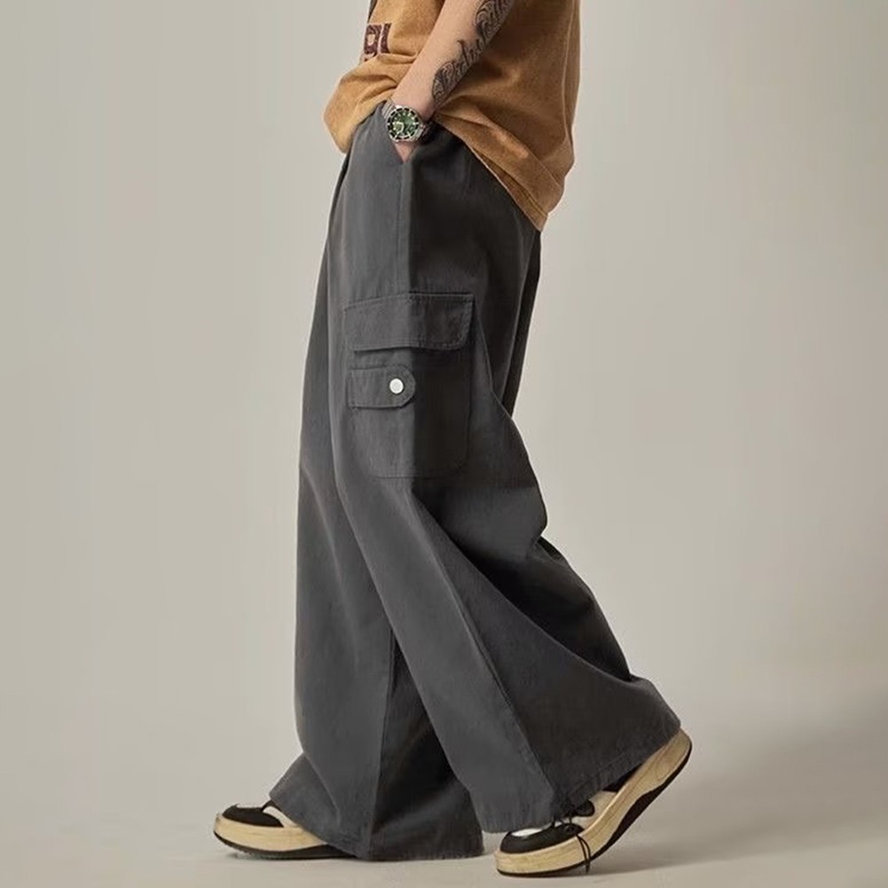 Men's Oversize Cargo Pants Japanese Baggy Trousers for Streetwear Style - Picture 26 of 27