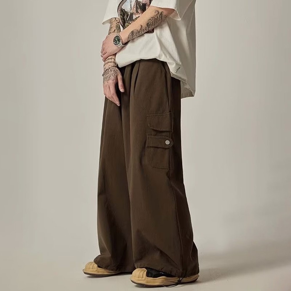 Men's Oversize Cargo Pants Japanese Baggy Trousers for Streetwear Style - Picture 21 of 27