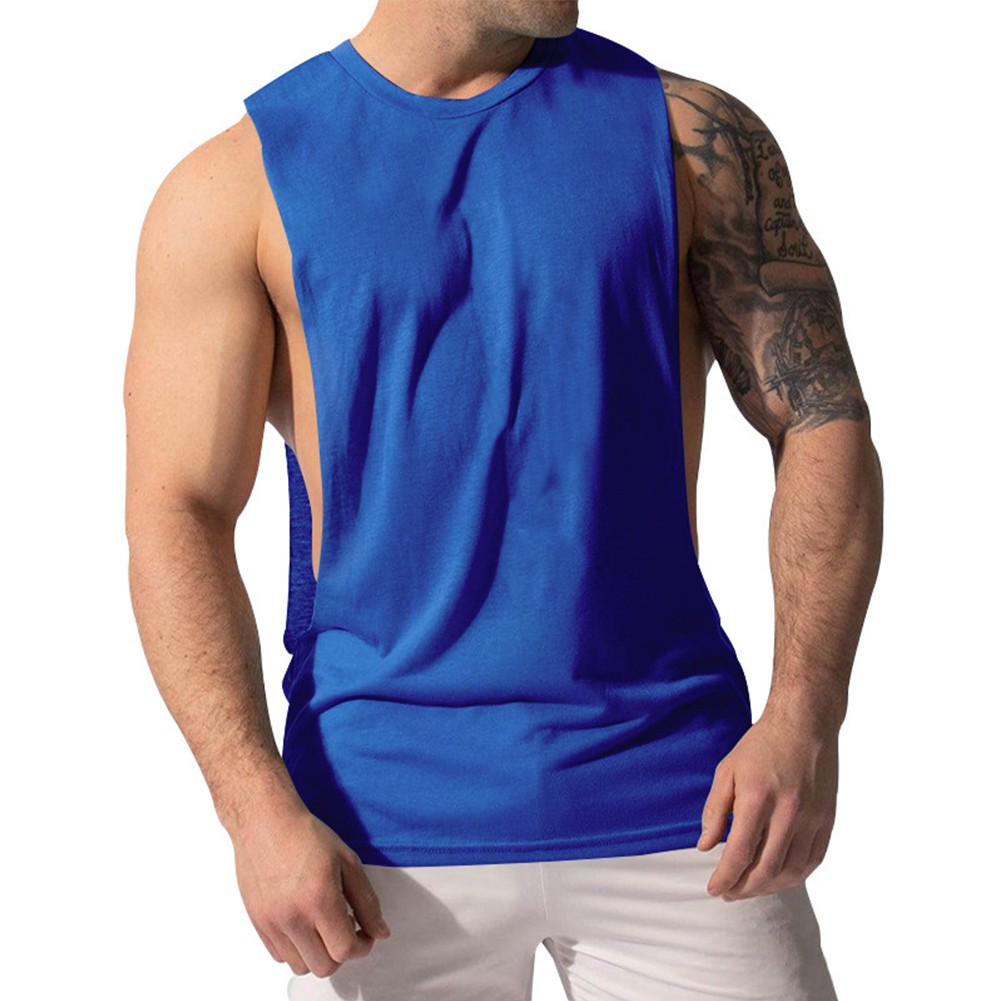 Men's Bodybuilding Gym Muscle Workout Tank Top Sleeveless Vest Tshirt Navy Blue - Picture 7 of 12