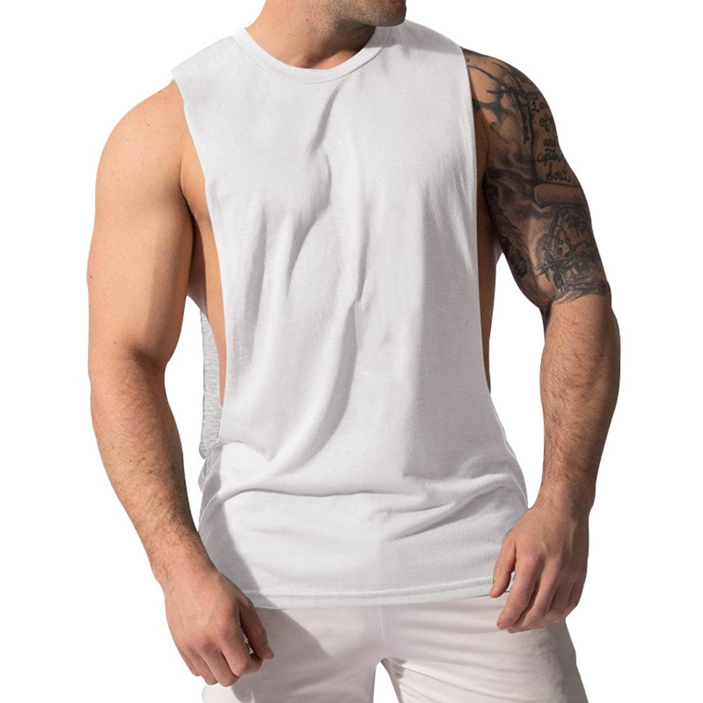 Men's Bodybuilding Gym Muscle Workout Tank Top Sleeveless Vest Tshirt Navy Blue - Picture 6 of 12
