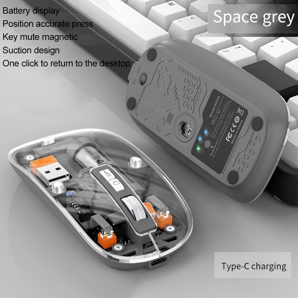 Precision 2400DPI verstellbare USB-Maus mit stilvollem transparentem Design - Bild 63 von 63