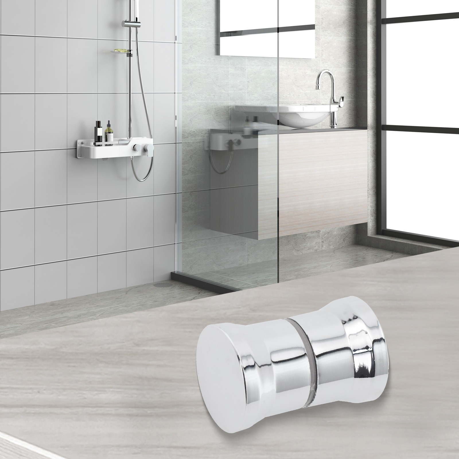 Ersatzgriff Duschtürknauf Bad Chrom Kunststoff Ersatzteile Silber - Bild 30 von 48