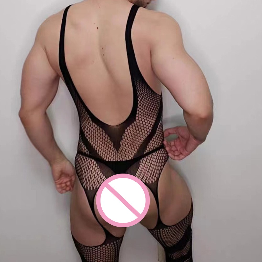 Combinaison en résille creuse élégante pour homme l'ajout de lingerie parfait - Bild 16 von 17