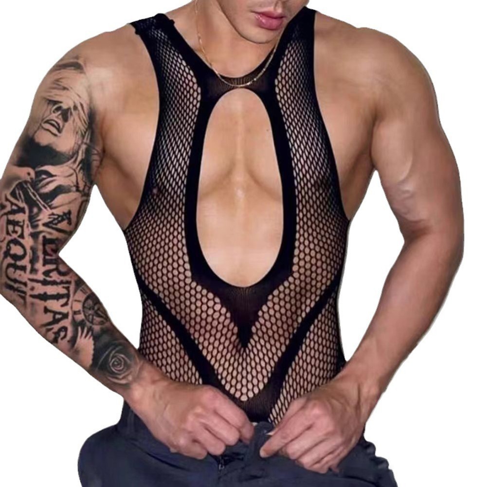 Combinaison en résille creuse élégante pour homme l'ajout de lingerie parfait - Bild 13 von 17
