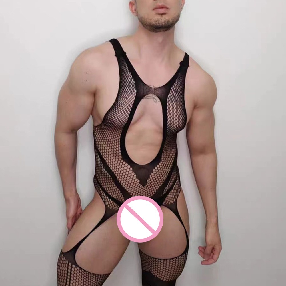 Combinaison en résille creuse élégante pour homme l'ajout de lingerie parfait - Bild 14 von 17