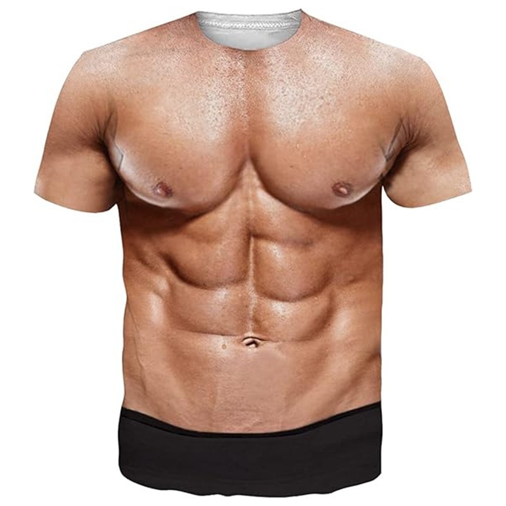 Round Neck Muscle Body Tshirt for Men Activewear Top Short Sleeve Blouse