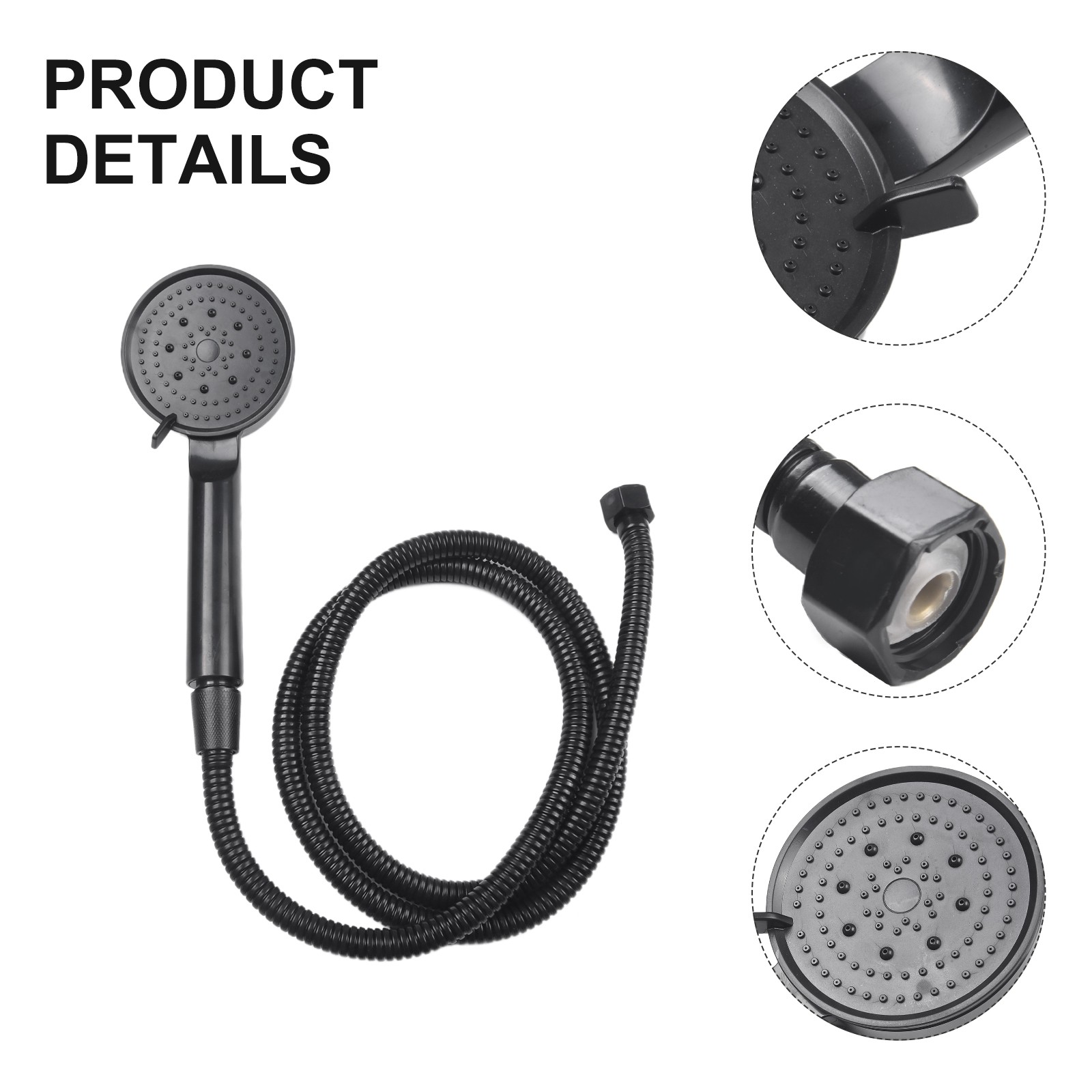 Cabezal de ducha de alta presión ajustable de 5 modos pulverizador portátil ahorro de agua negro - Imagen 37 de 46