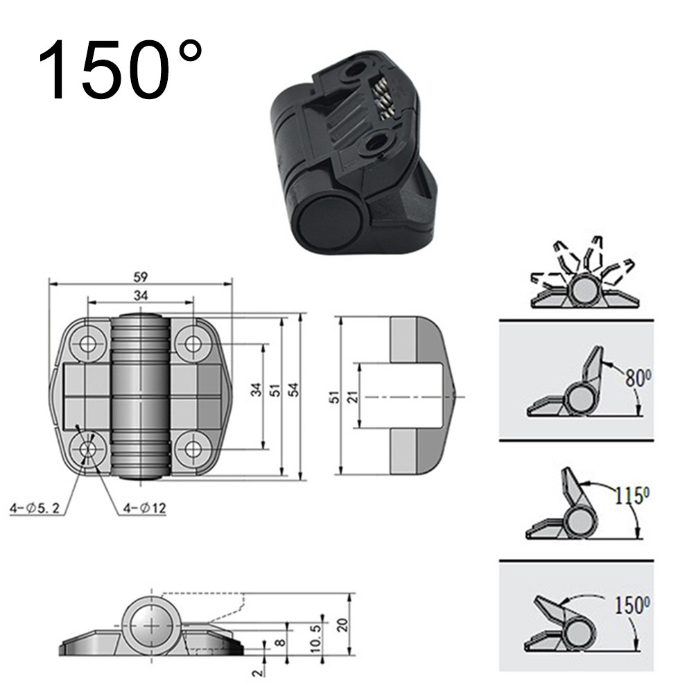 Schwarzes Kunststoff Rastscharnier für Positionskontrolle mit 80 115 150 Grad W - Bild 37 von 37