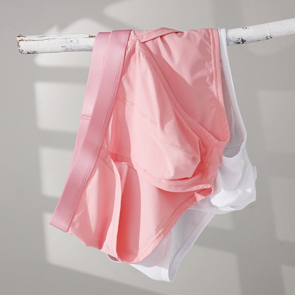 17) Modern Style Middle Waist Men's Solid Ice Silk Underwear Briefs Shorts - Picture 12 of 16