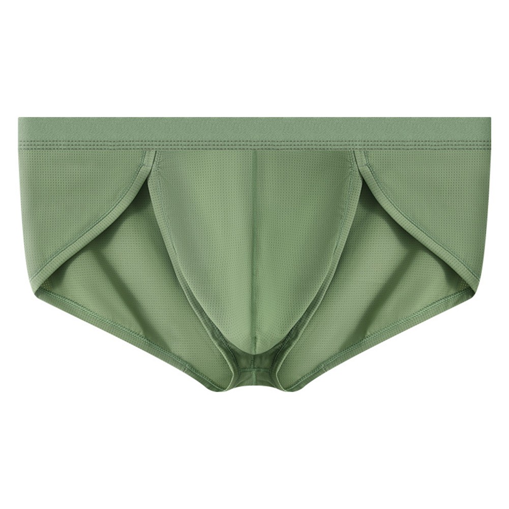 17) Modern Style Middle Waist Men's Solid Ice Silk Underwear Briefs Shorts - Picture 15 of 16