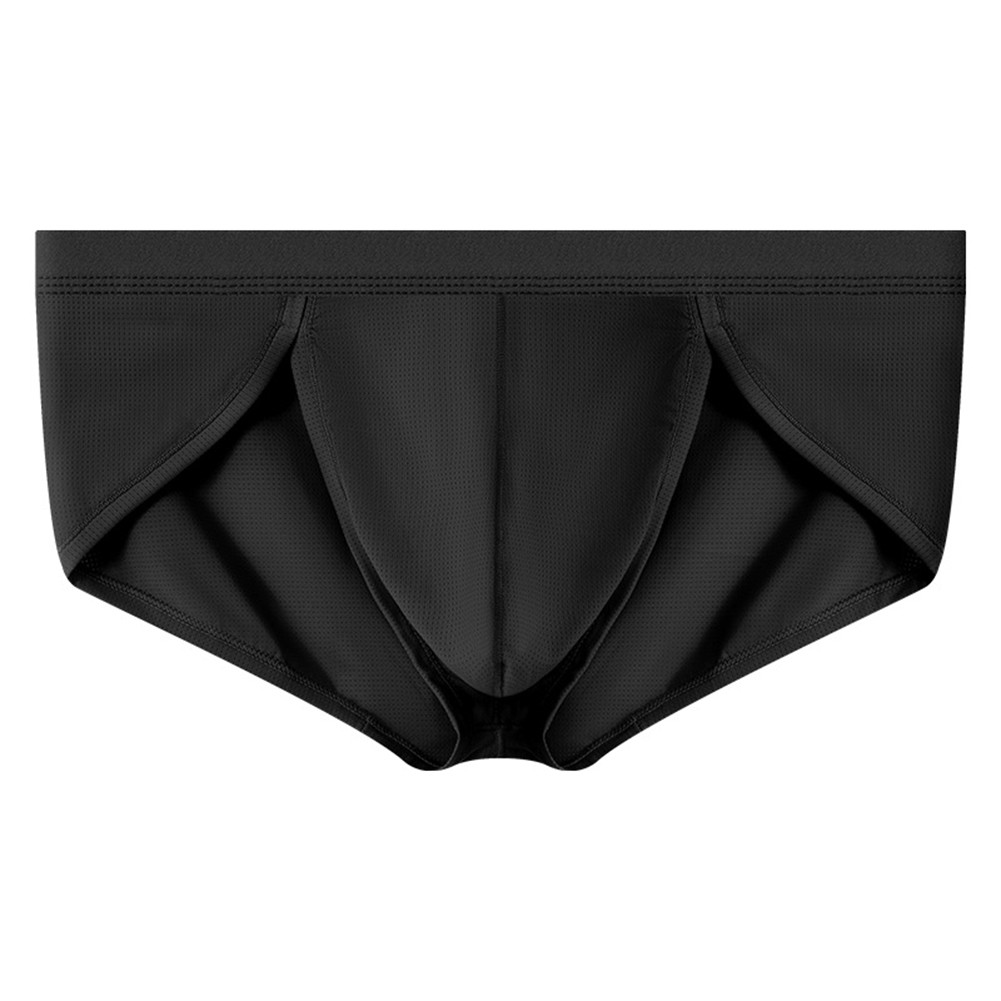 17) Modern Style Middle Waist Men's Solid Ice Silk Underwear Briefs Shorts - Picture 9 of 16