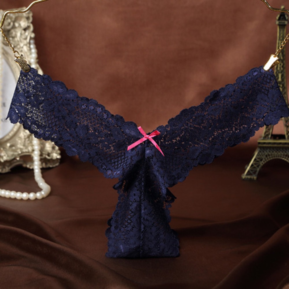 Low waist Ruffles Lingerie Breathable Womans tendance Lace Panties with Bowknot