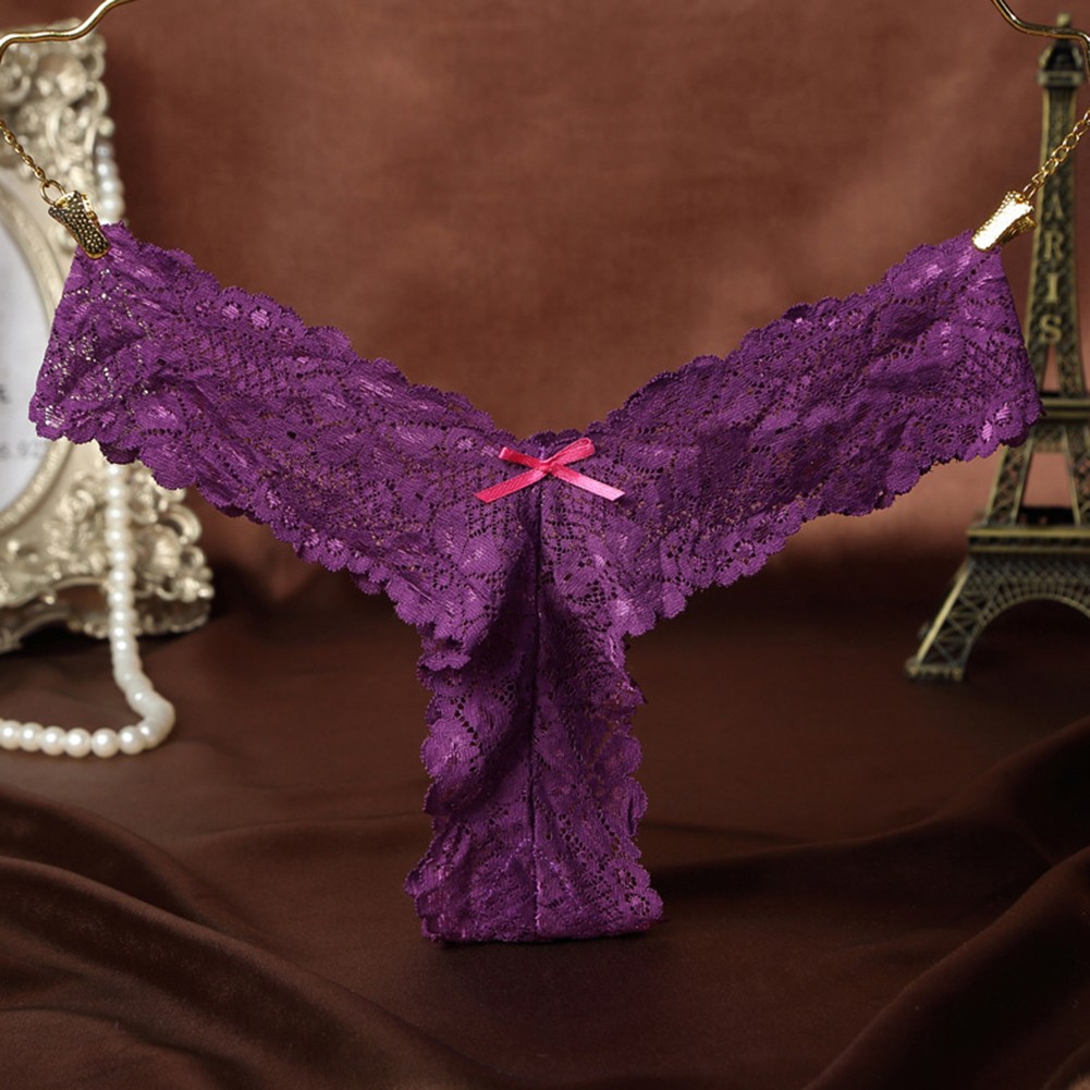 Low waist acheter Ruffles Lingerie Breathable Womans Lace Panties with Bowknot