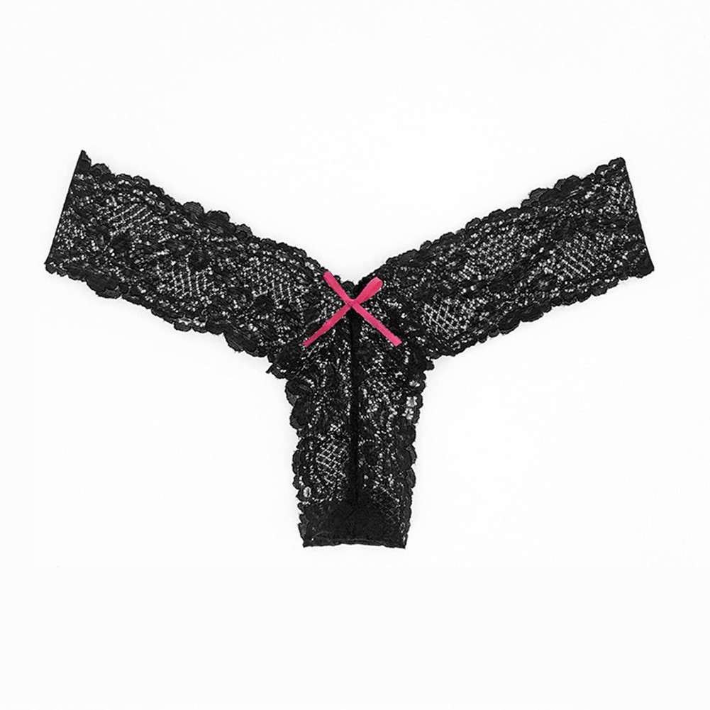 Low waist Ruffles Lingerie points de vente Breathable Womans Lace Panties with Bowknot