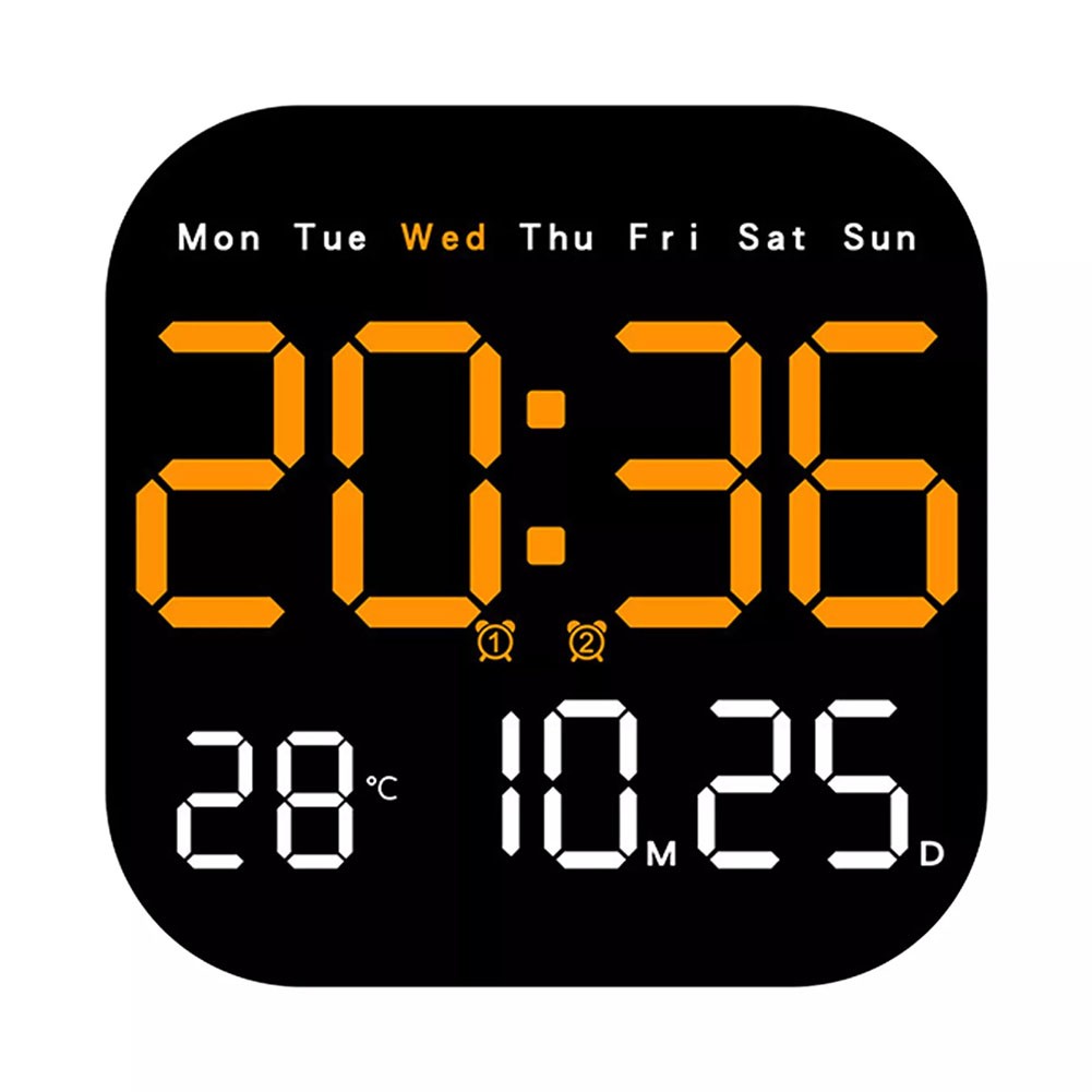 Remote Control Digital Wall Clock LED Display with Temperature Date Week