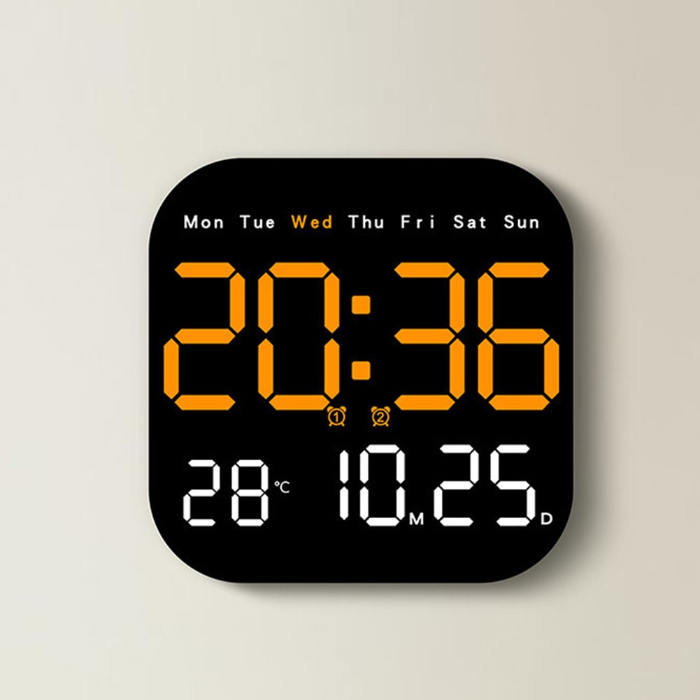 Remote Control Digital Wall Clock Temperature Date Week Display Countdown Timer